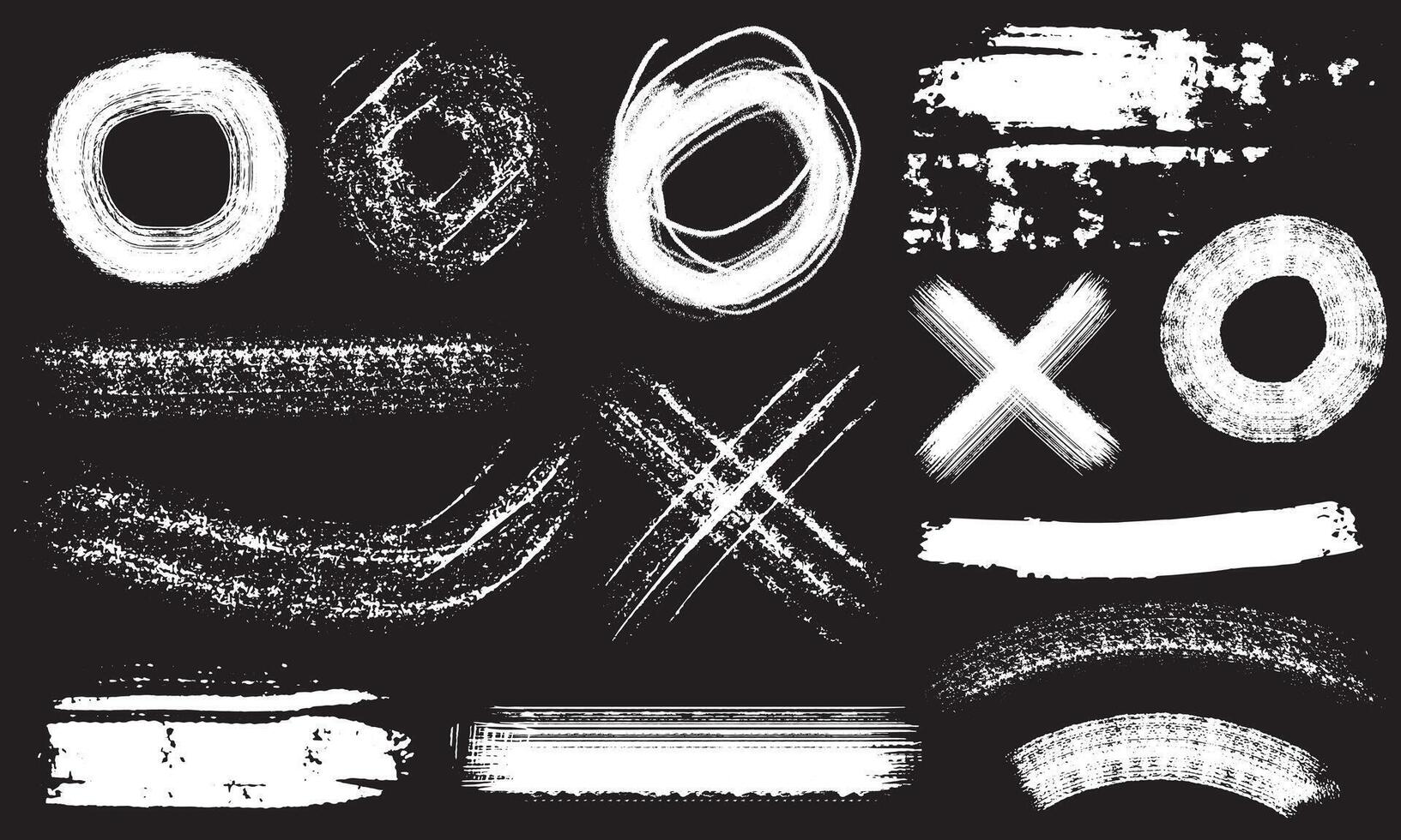 Collection of black ink stroke element designs of different shapes vector