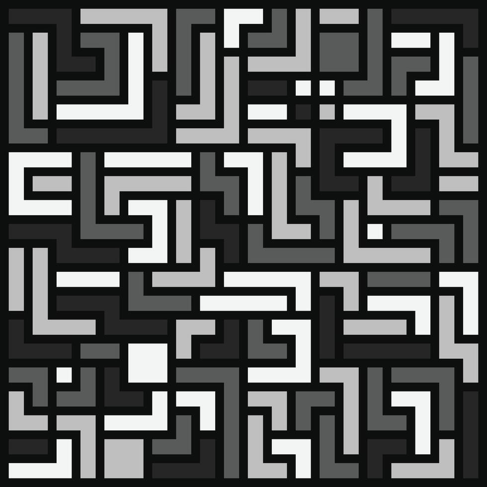 Monochrome maze pattern square background. Abstract geometric pattern vector