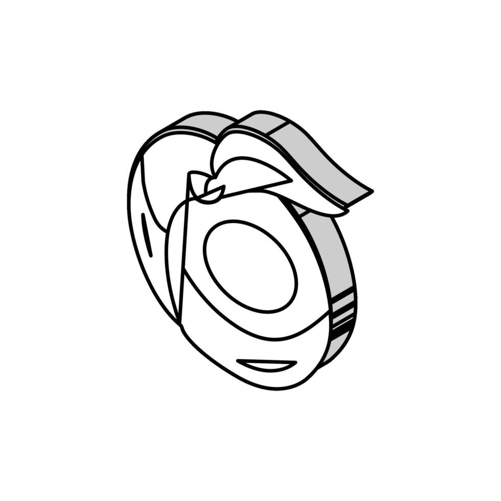 fresh orange peach isometric icon vector illustration