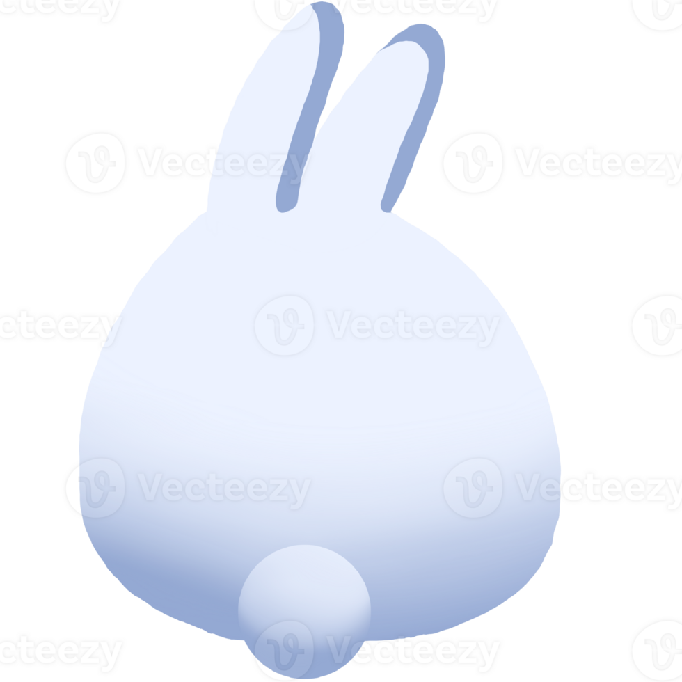 a white rabbit with a blue tail on a transparent background png