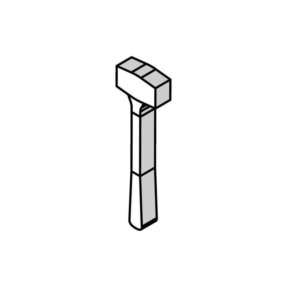 brass hammer tool isometric icon vector illustration