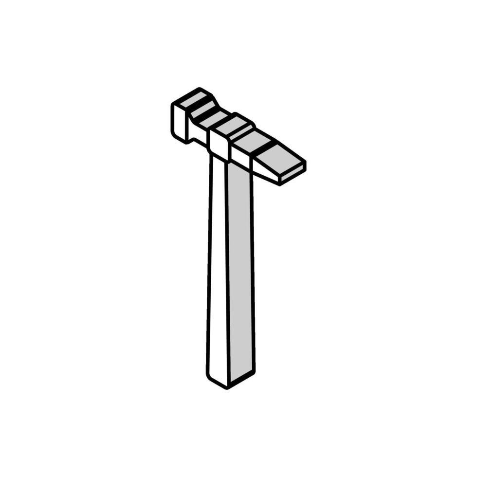 straight peen hammer tool isometric icon vector illustration