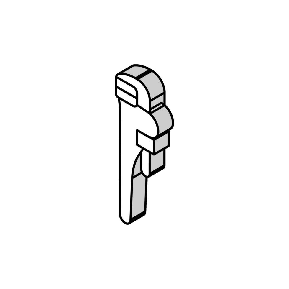 pipe wrench tool isometric icon vector illustration