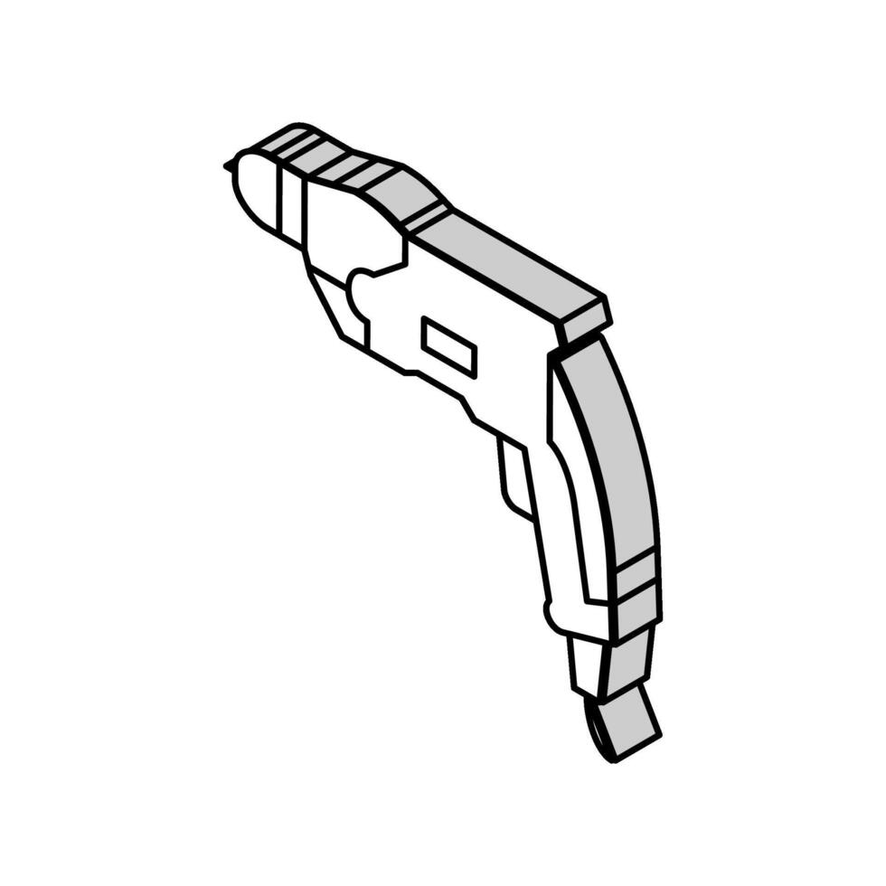 drill construction isometric icon vector illustration