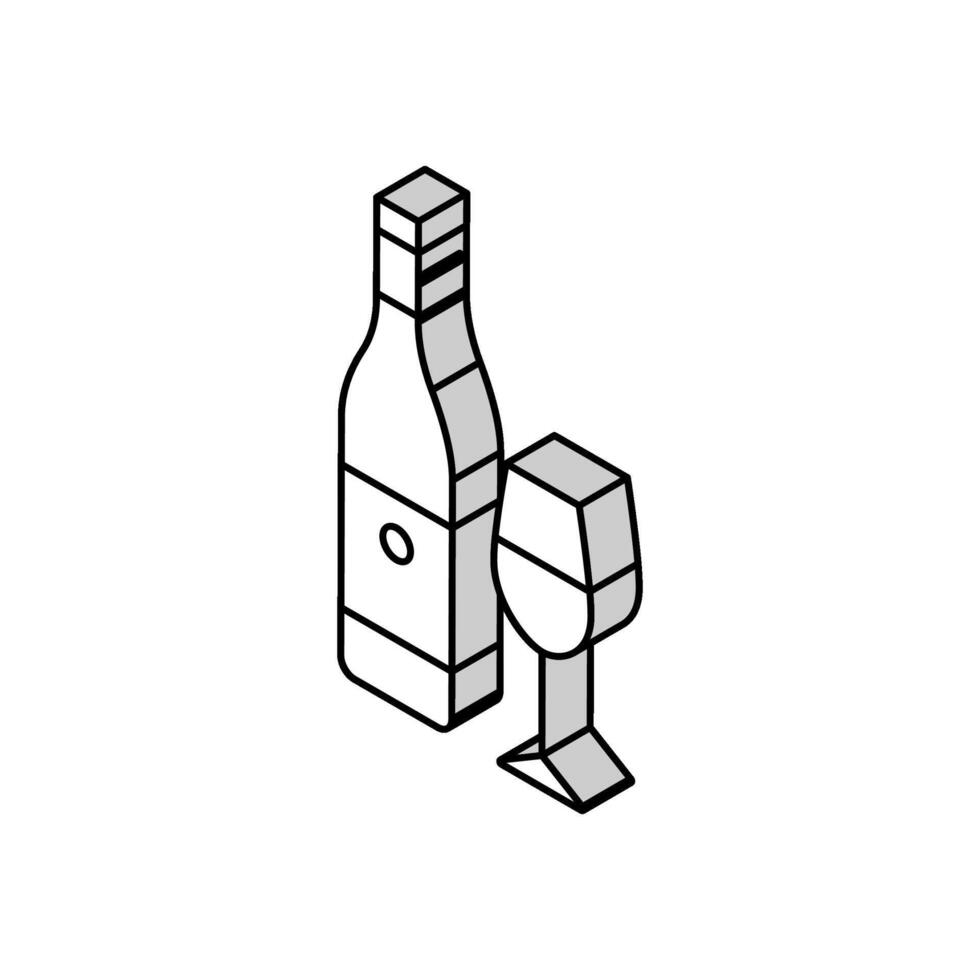 chardonnay white wine isometric icon vector illustration