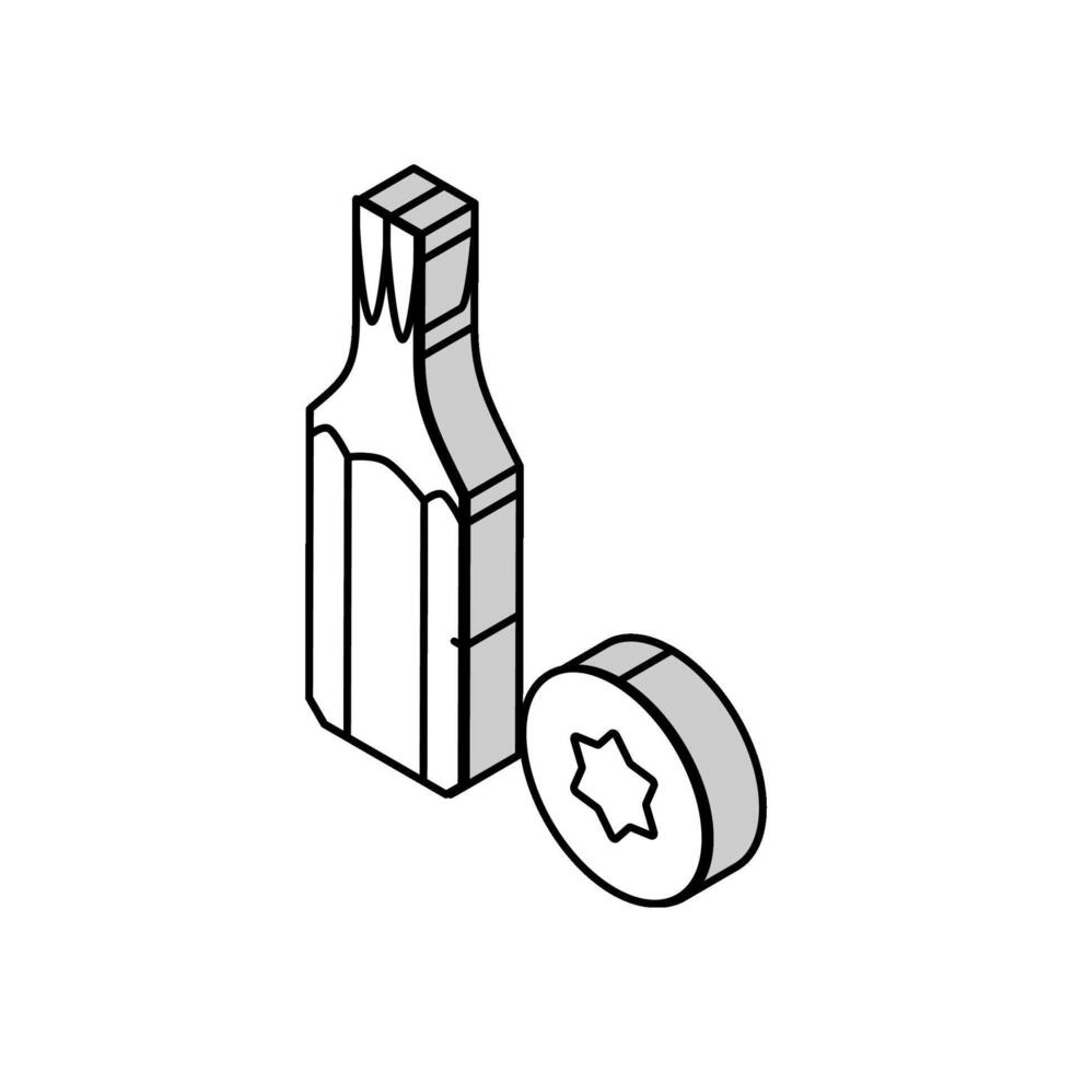 torx drive screwdriver bit isometric icon vector illustration
