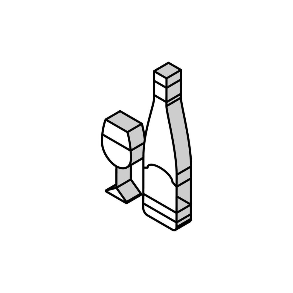 rieslin white wine isometric icon vector illustration