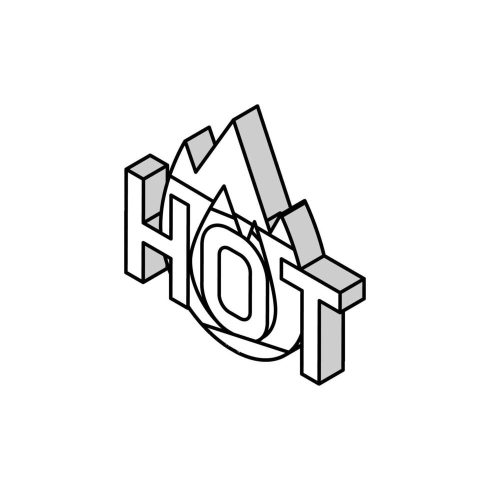 caliente fuego isométrica icono vector ilustración