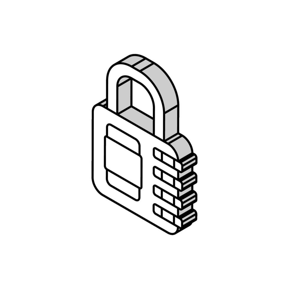 security padlock isometric icon vector illustration