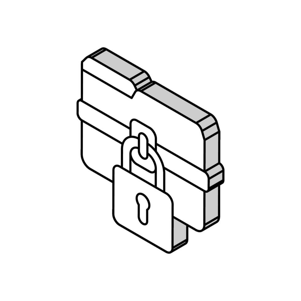lock folder isometric icon vector illustration