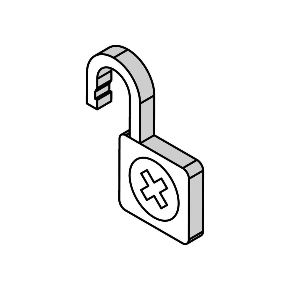 open padlock isometric icon vector illustration