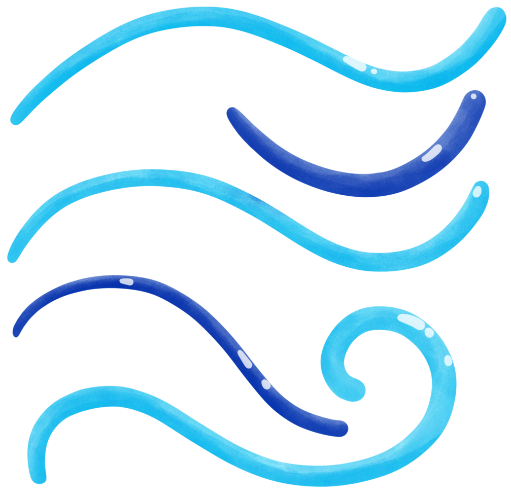 Set of line water waves png