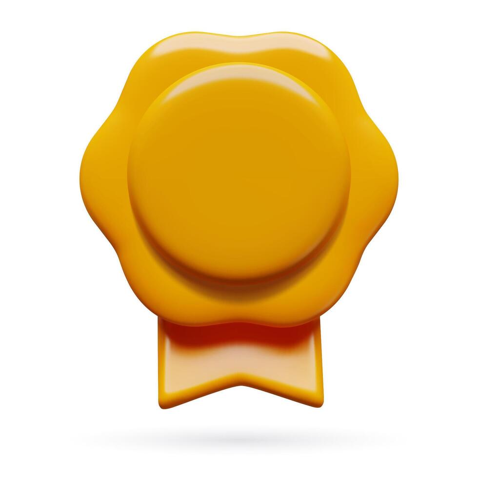 3d amarillo premio rosetón con cinta icono vacío oro medalla Tres dimensional mínimo vector objeto