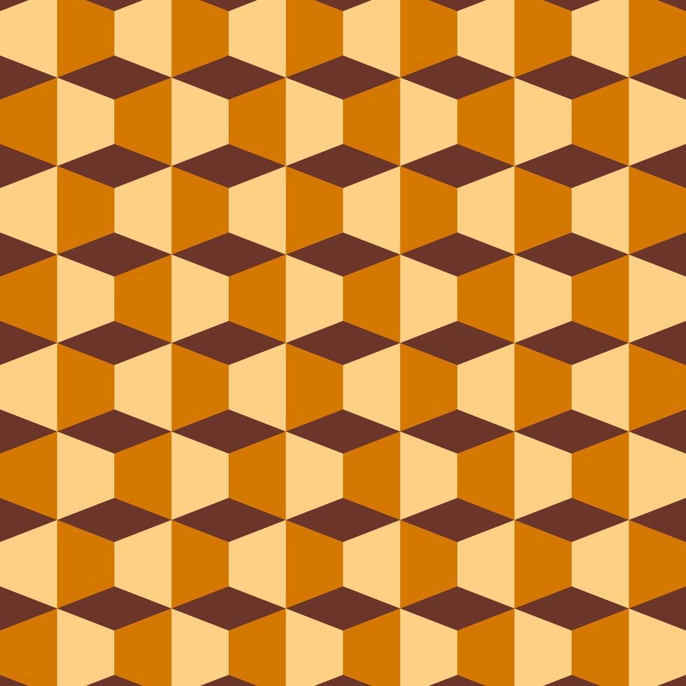 Seamless pattern design with cube with geometric squares with yellow and brown colors. vector