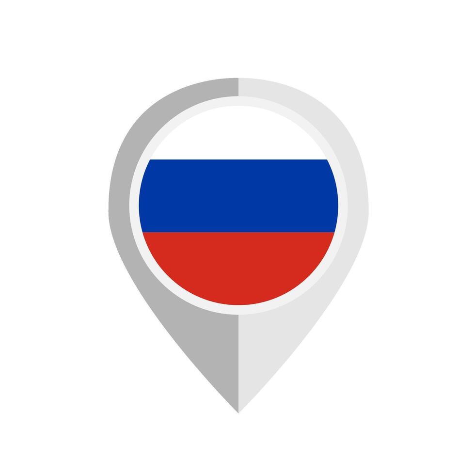 Flat design Russia flag map pin icon. vector
