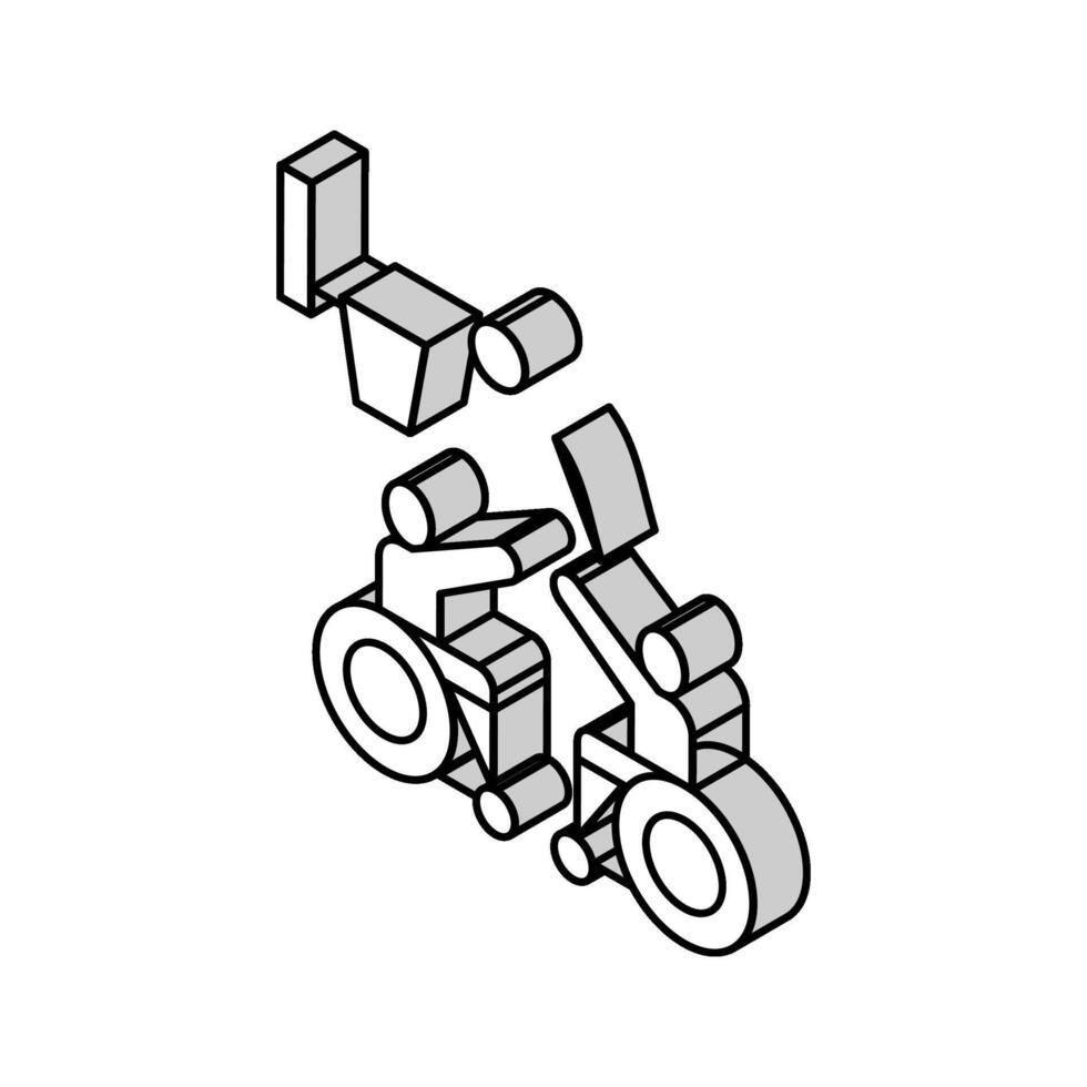 disabled play basketball isometric icon vector illustration
