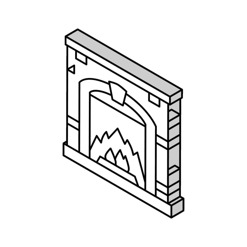 fireplace isometric icon vector illustration