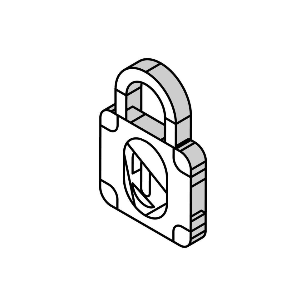 secure padlock isometric icon vector illustration