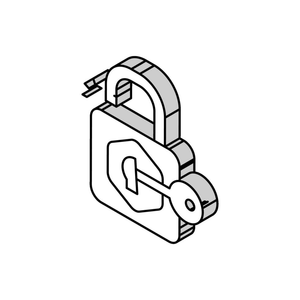 unlock padlock isometric icon vector illustration