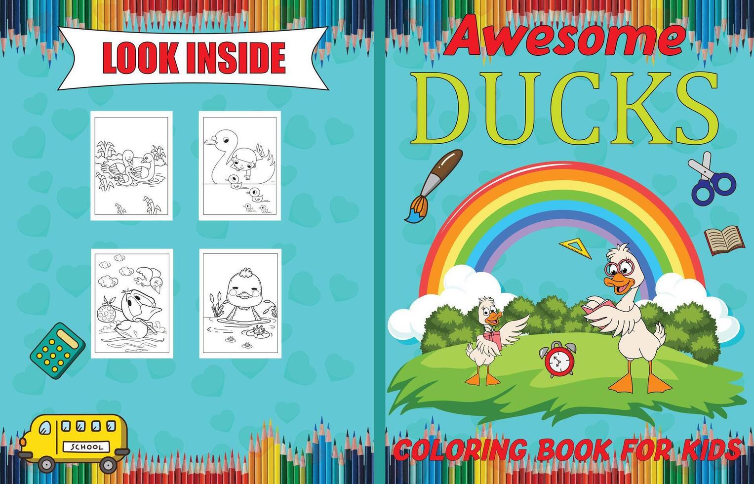 Ducks coloring book for kids vector