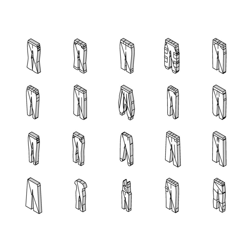 pants fashion clothes apparel isometric icons set vector