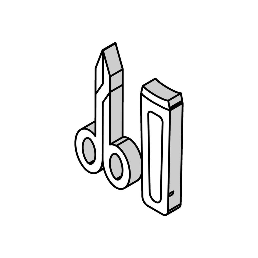 scissors and tweezers isometric icon vector illustration