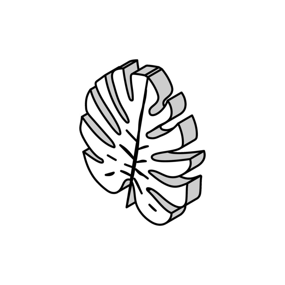 monstera tropical hoja isométrica icono vector ilustración