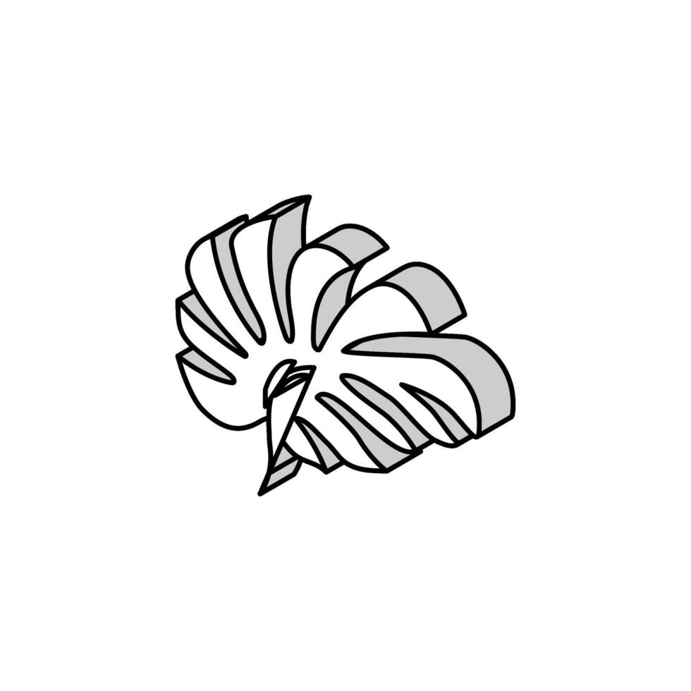 monstera hoja planta isométrica icono vector ilustración