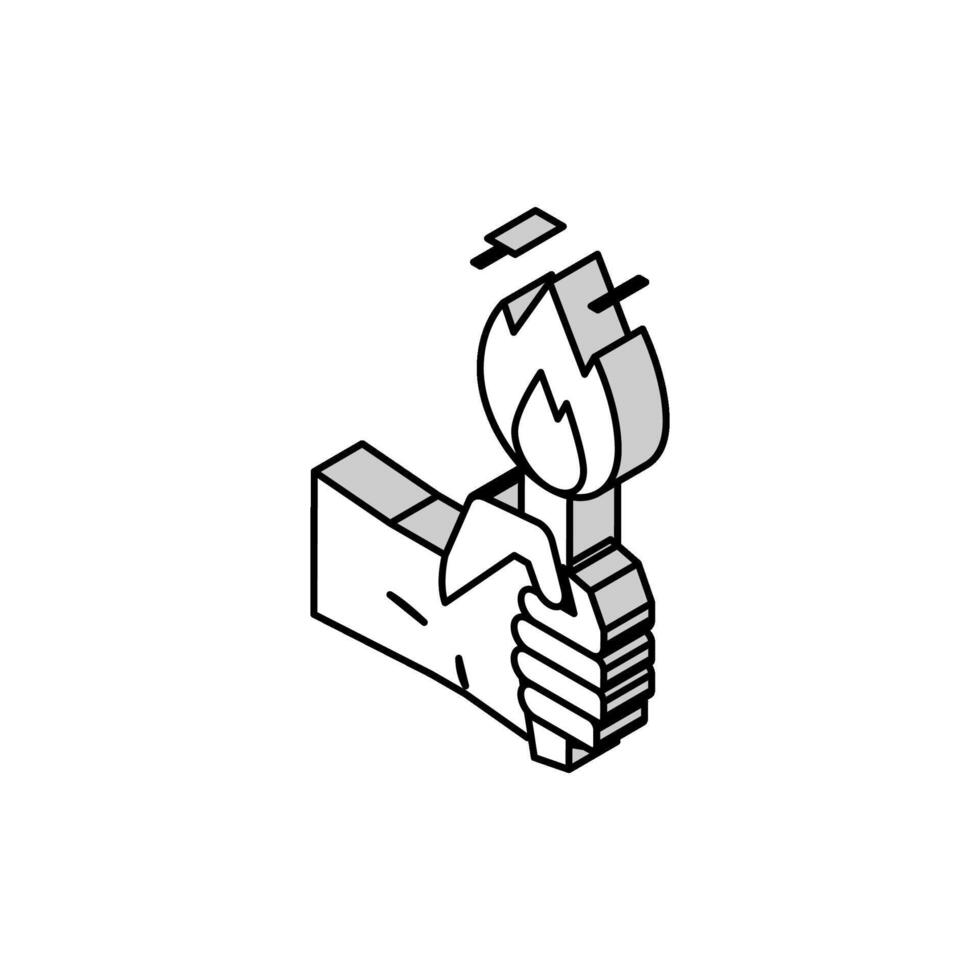 fire torch isometric icon vector illustration