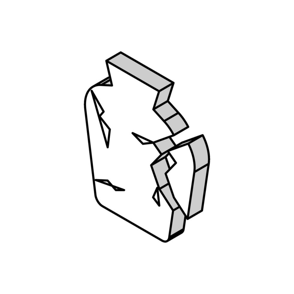 dañado florero isométrica icono vector ilustración