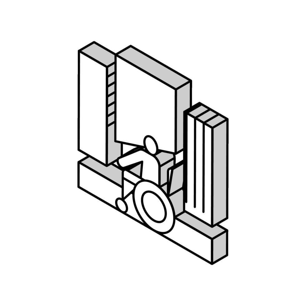 disabled riding wheelchair in city isometric icon vector illustration