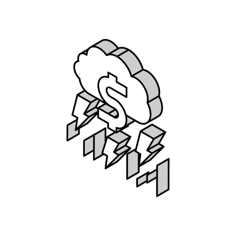 money thunder and lightning isometric icon vector illustration