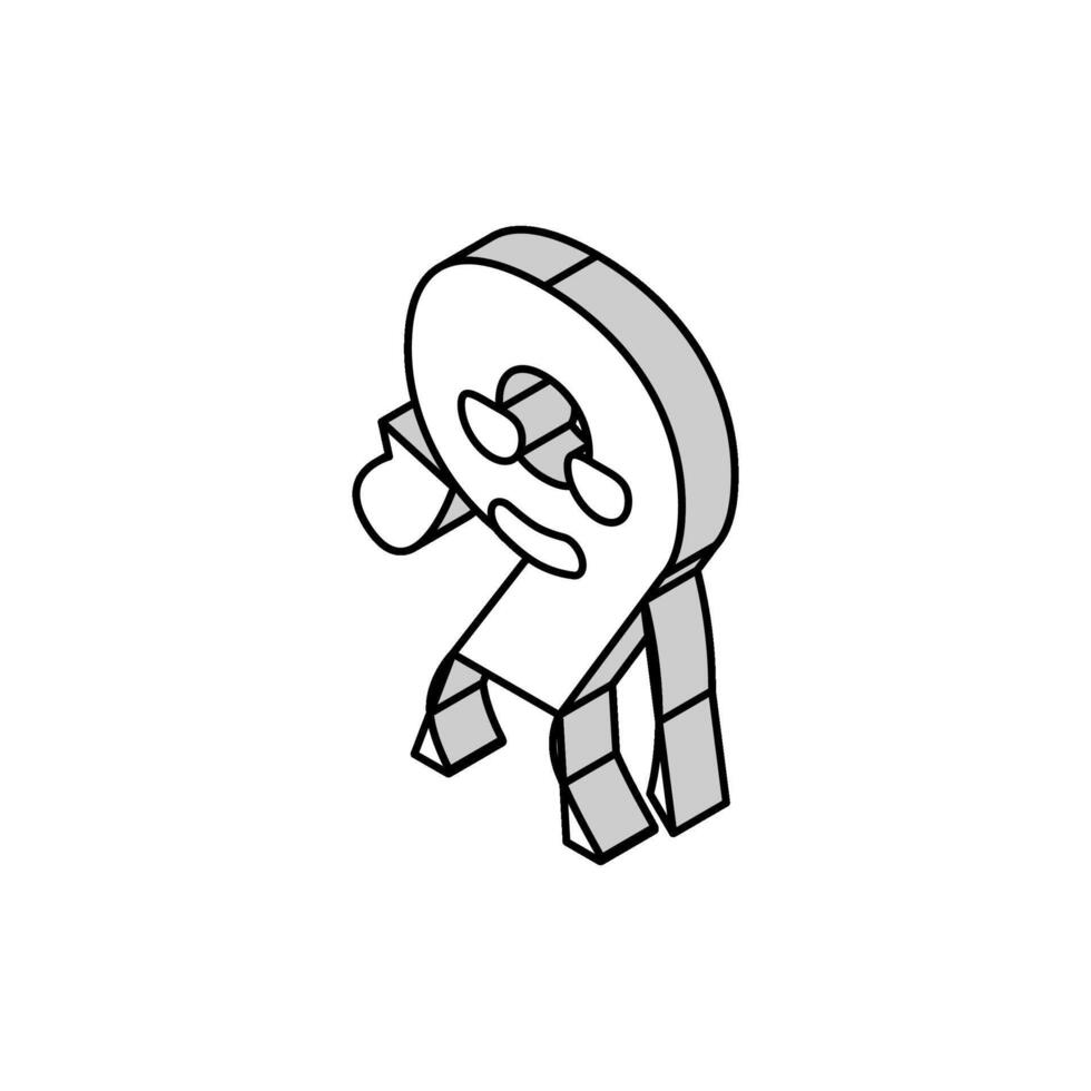 nine number character isometric icon vector illustration