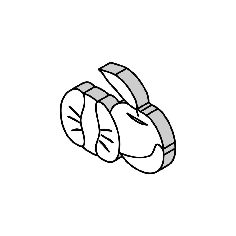 cut tangerine leaf isometric icon vector illustration