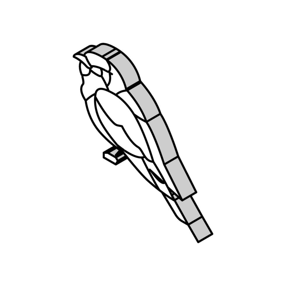 lila pecho rodillo pájaro exótico isométrica icono vector ilustración