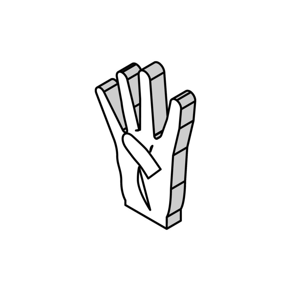 four number hand gesture isometric icon vector illustration