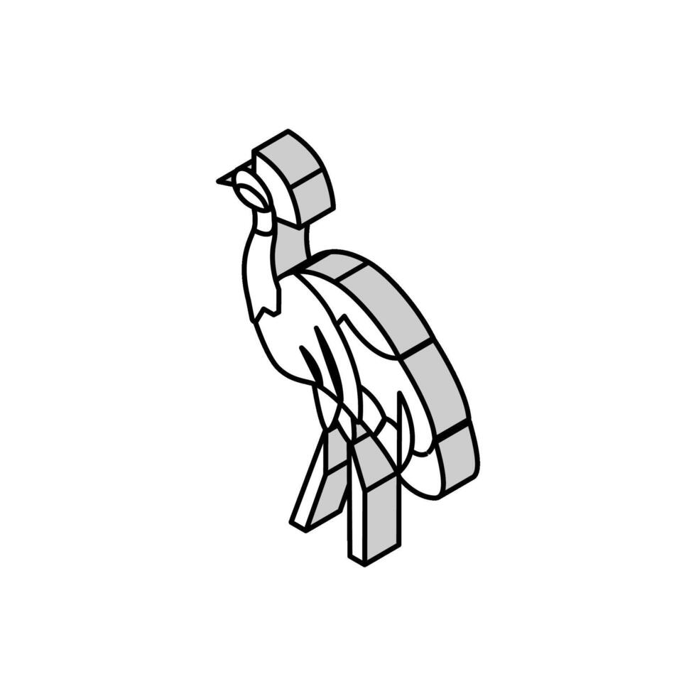 africano coronado grua pájaro exótico isométrica icono vector ilustración