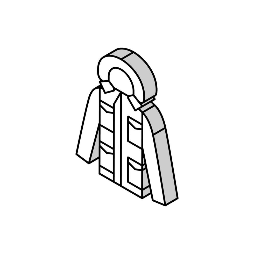 anorak ropa de calle masculino isométrica icono vector ilustración