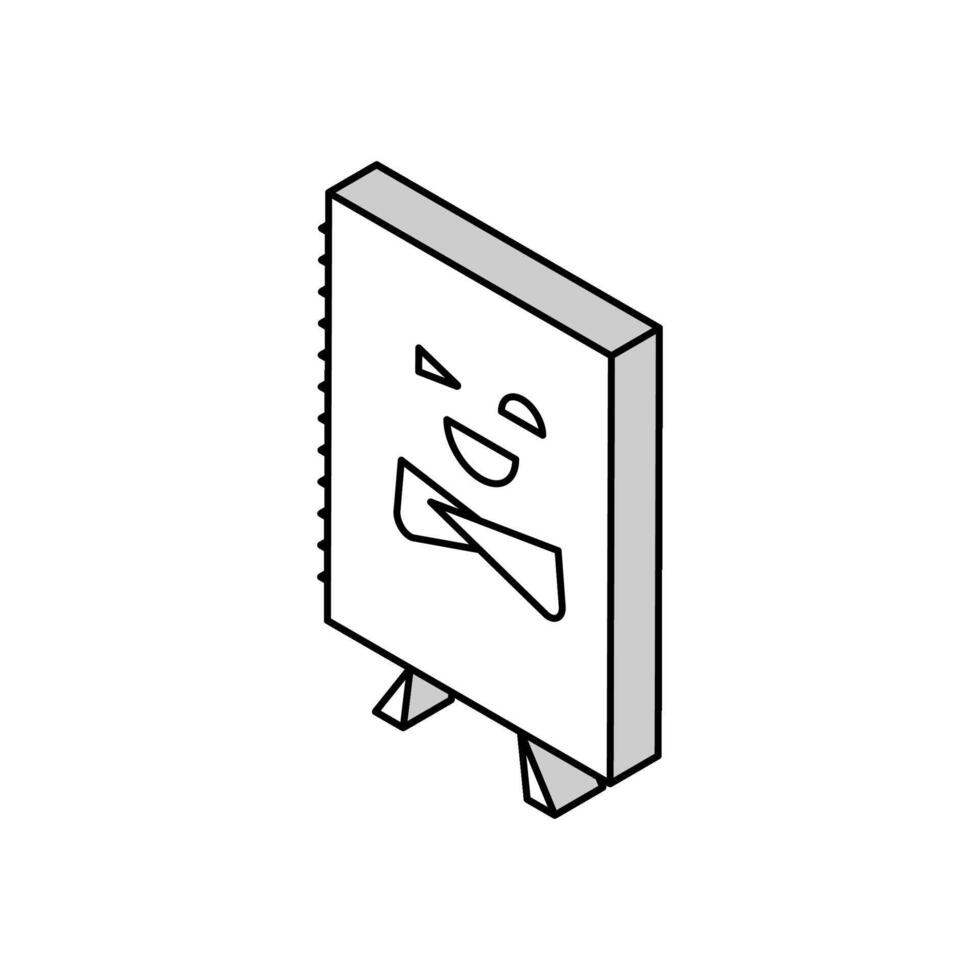notebook stationery character isometric icon vector illustration