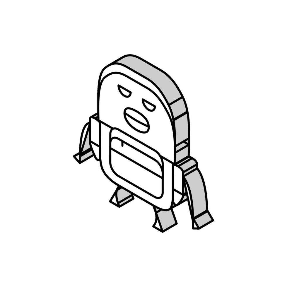 backpack stationery character isometric icon vector illustration