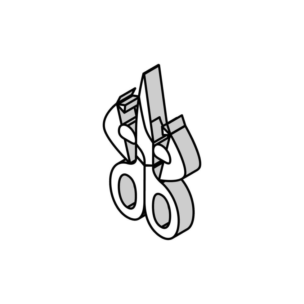 scissors school character isometric icon vector illustration