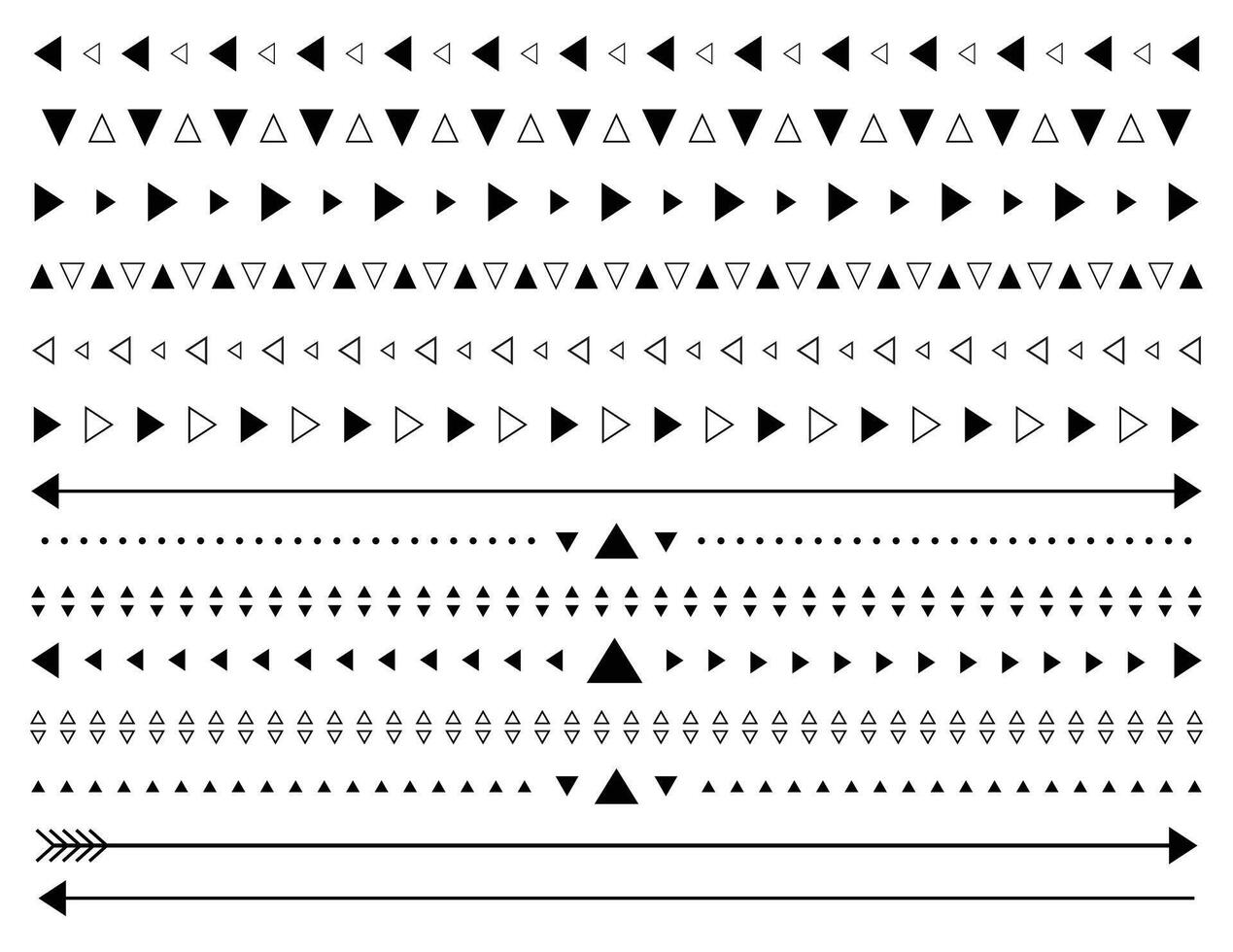sencillo flecha página divisores, geométrico negro triángulo fronteras vector