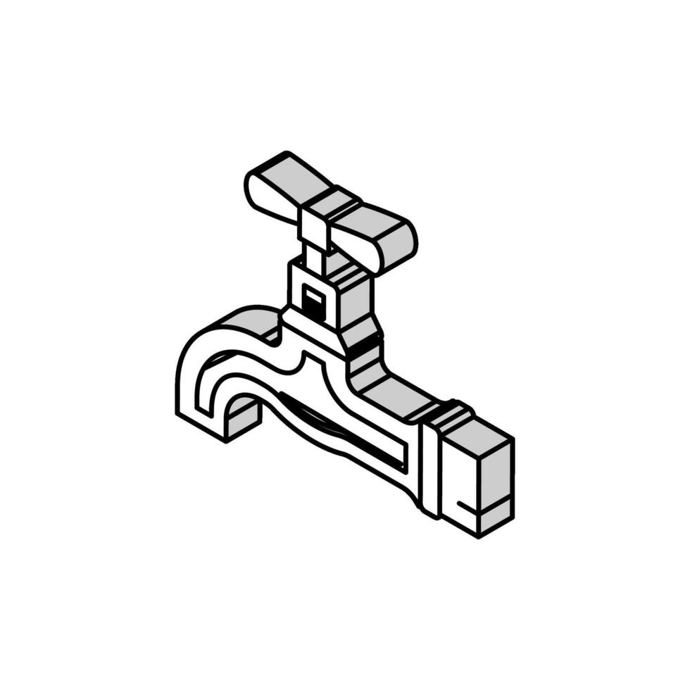 faucet copper metal isometric icon vector illustration