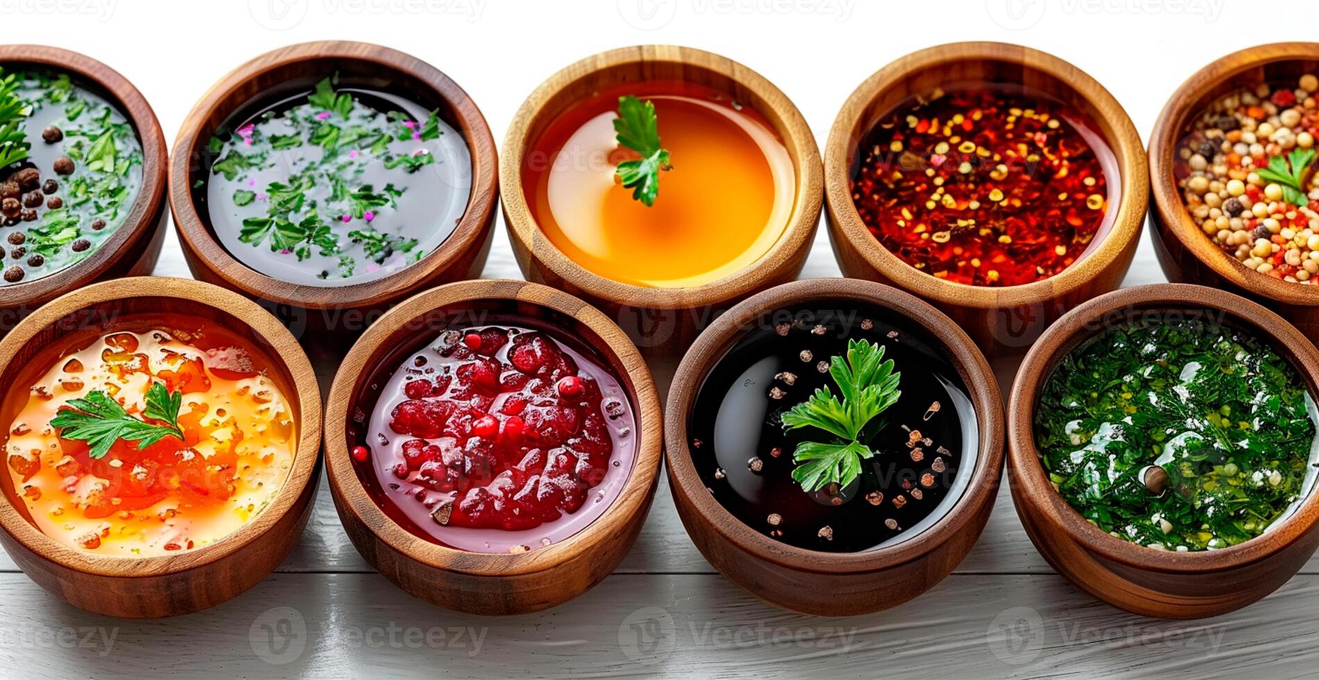 AI generated Various sauces and spices - AI generated image photo