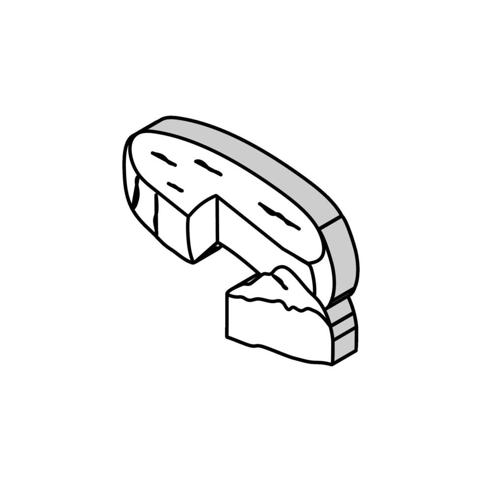 brie cheese food slice isometric icon vector illustration