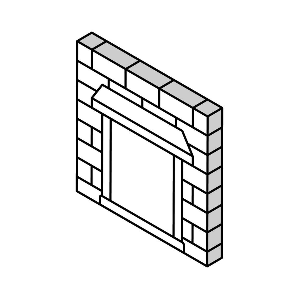 parapet wall building house isometric icon vector illustration