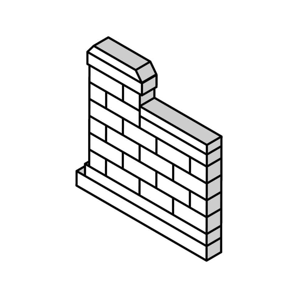 coping wall building house isometric icon vector illustration