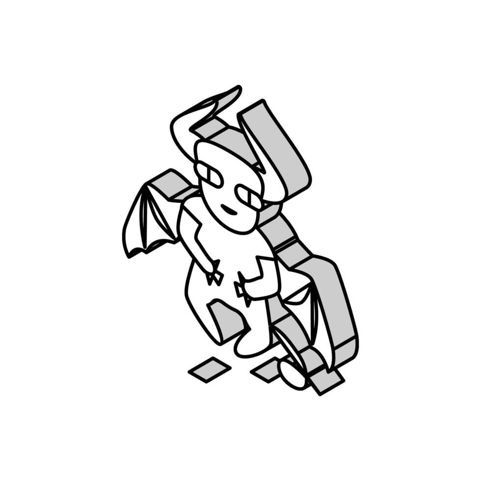 creature monster cute isometric icon vector illustration