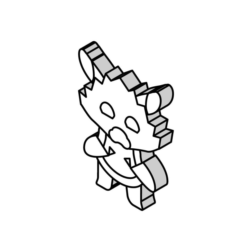animal monster funny isometric icon vector illustration