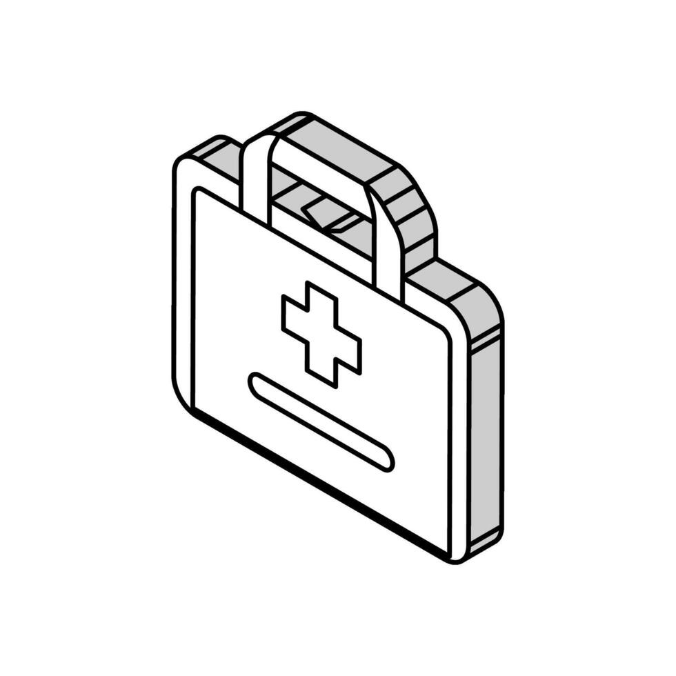 first aid kit box isometric icon vector illustration